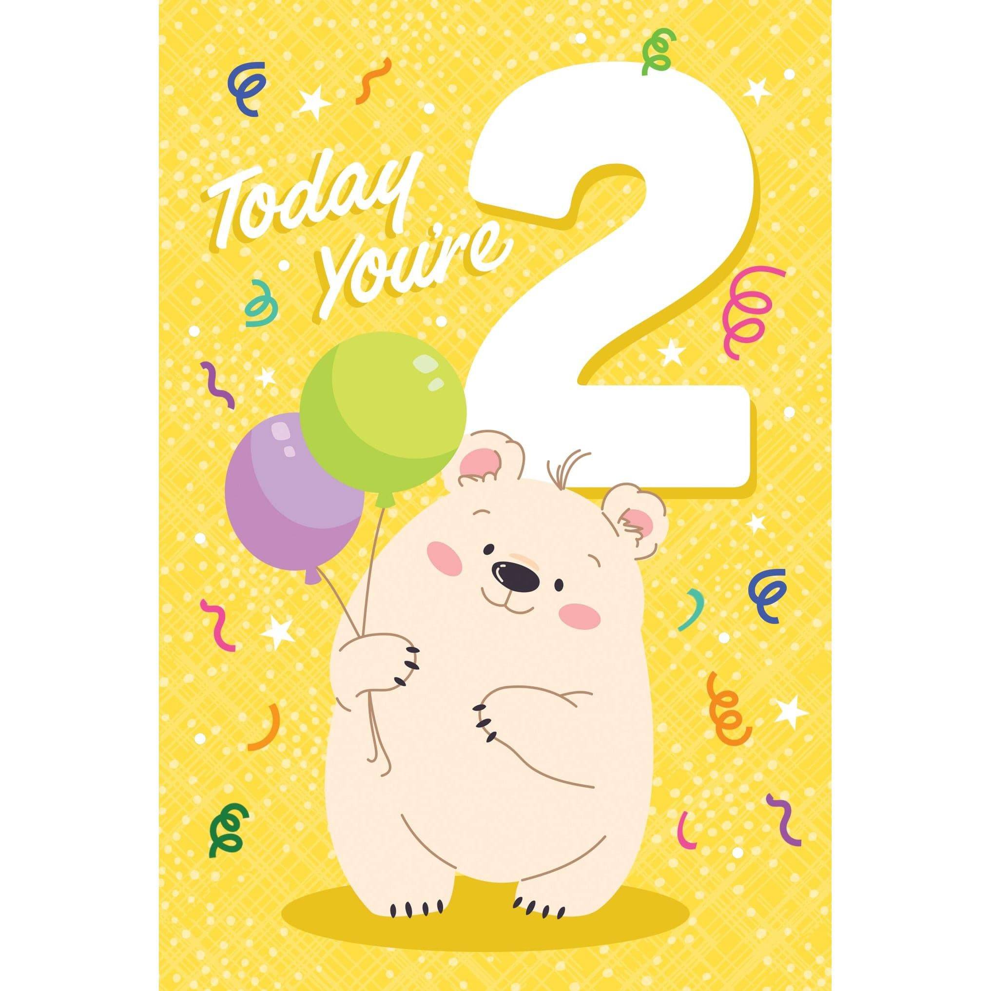 Pictura 2nd Bear Birthday Card from Everyday Cards collection, featuring cute bear illustration for a child's birthday celebration.
